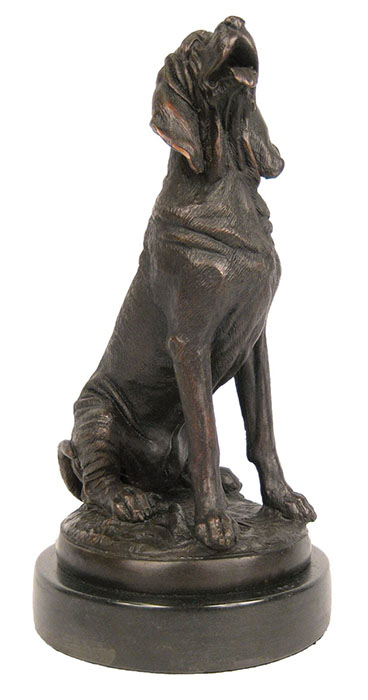 Bronze Dog Sculpture on Marble Base